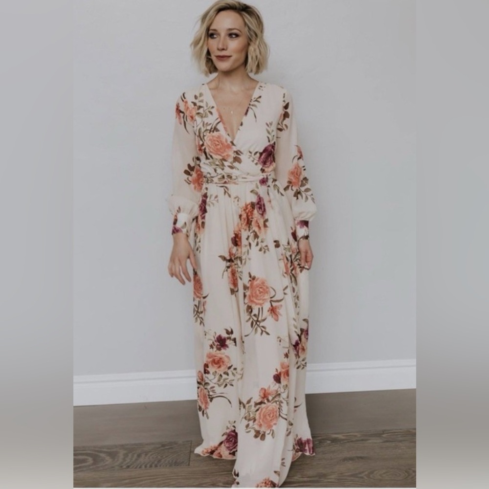 Baltic Born Floral Maxi Dress - Cream and Pink NWT (large)